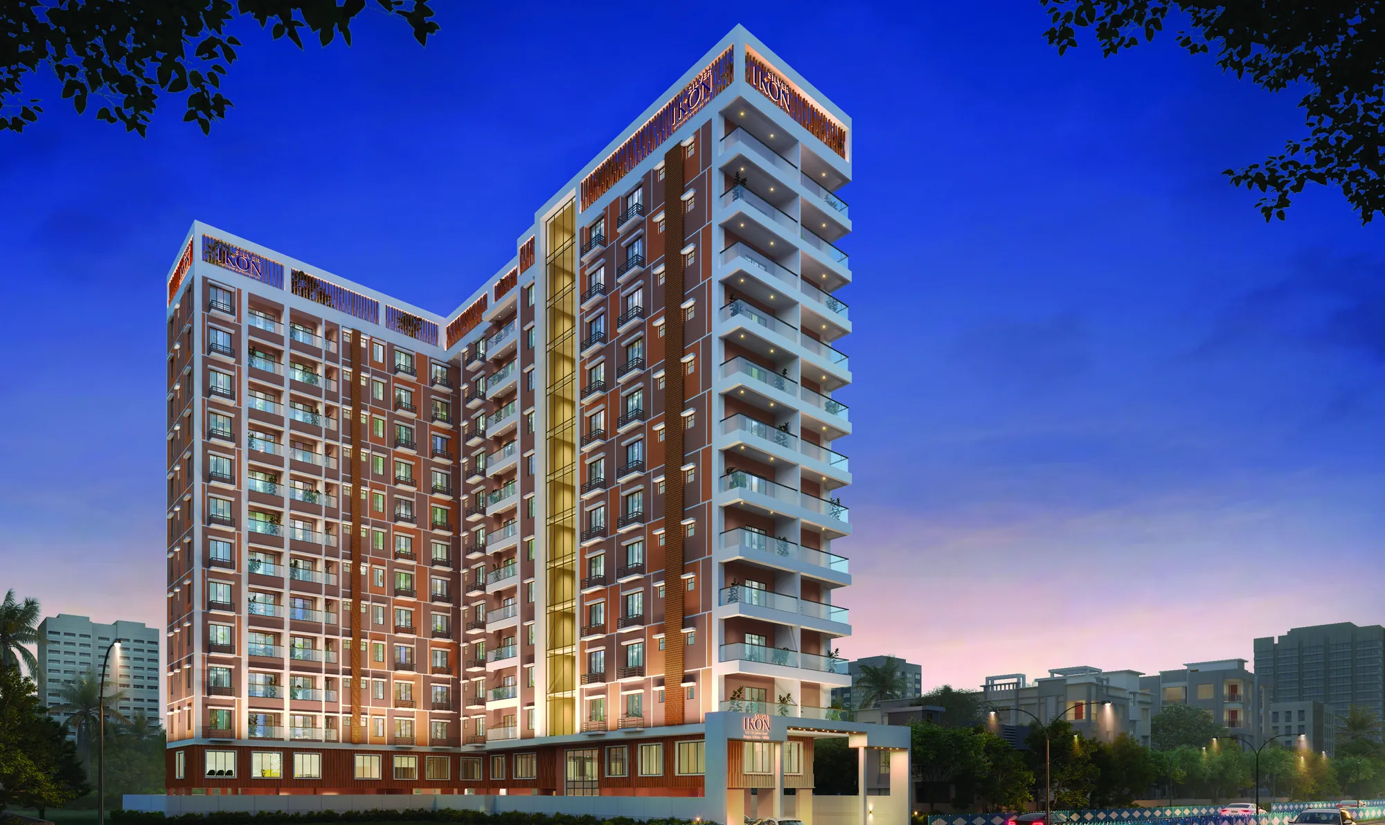 Silver Ikon — the two towers at dusk on Cal Jessore Road