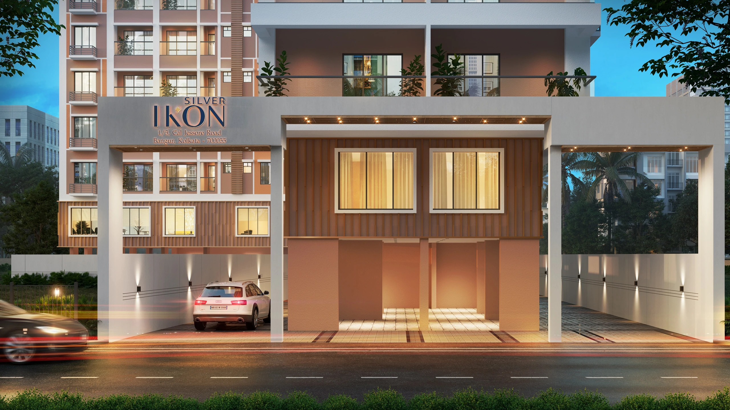 The arrival plaza at Silver Ikon on Cal Jessore Road, Bangur, Kolkata